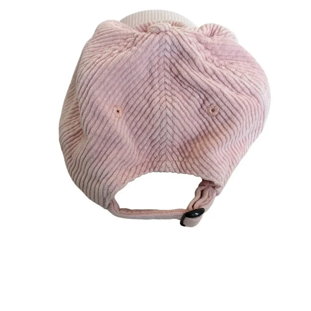 Teddy Fresh Pink Corduroy Baseball Hat Adjustable Strapback Y2K Softgirl